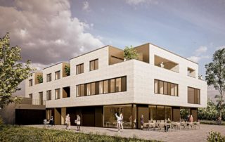 Visualisierung modernes Wohnhaus und Geschäftshaus in Hochdorf im Filstal nähe der Landeshauptstadt Stuttgart